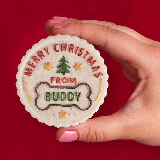 Custom Pet Name Christmas Cookie Press - Dog Bone