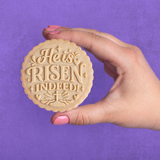Embossed Easter Cookie Stamp - He is Risen INDEED!