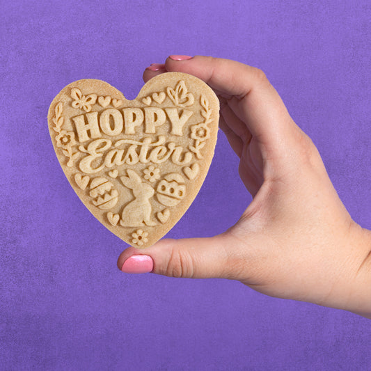 Embossed Easter Cookie Stamp - Hoppy Easter Heart