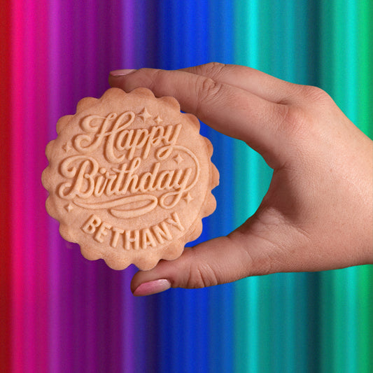Embossed Birthday Cookie Stamp - Custom Name Bday #1