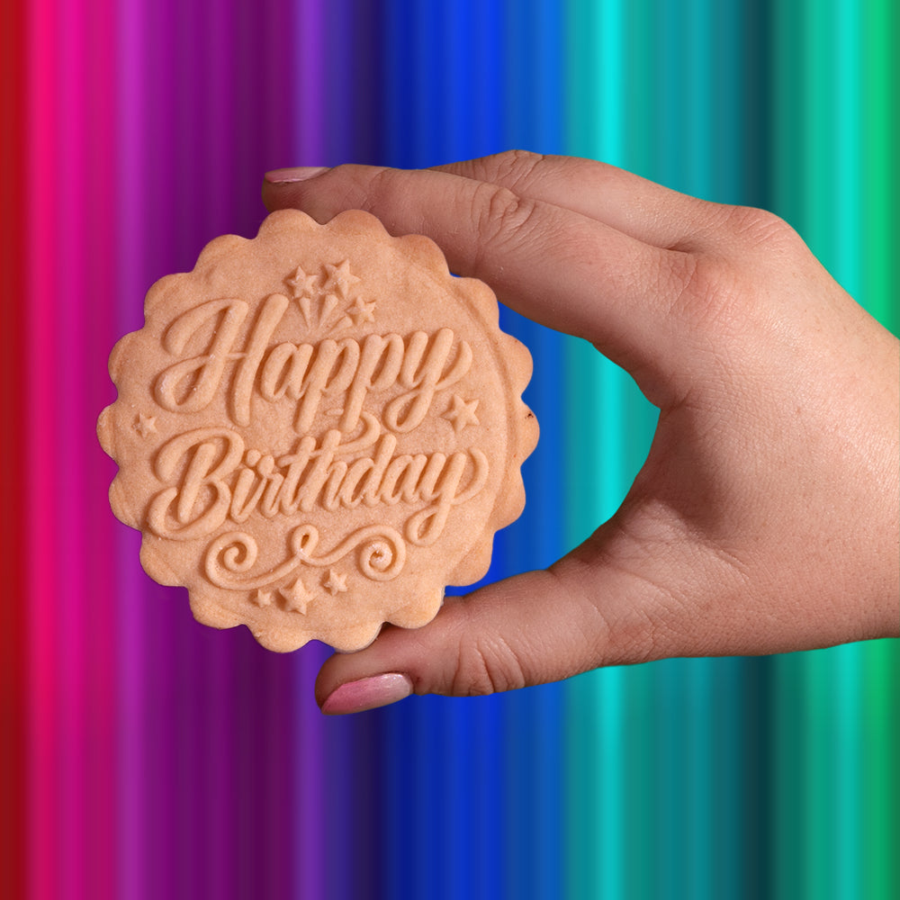 Embossed Birthday Cookie Stamp - Custom Name Bday #1