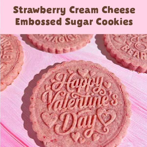 Strawberry Cream Cheese Embossed Sugar Cookies