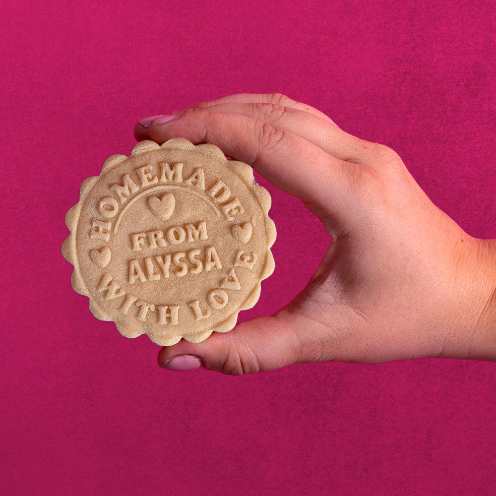 Embossed Valentines Day Cookie Stamp - Homemade With Love