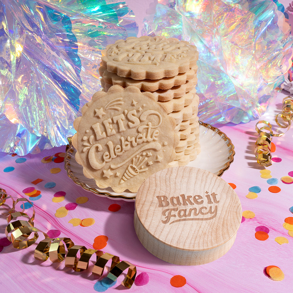 Embossed Birthday Cookie Stamp - "HBD" HAPPY BIRTHDAY