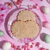 A plate of Easter themed embossed sugar cookies.