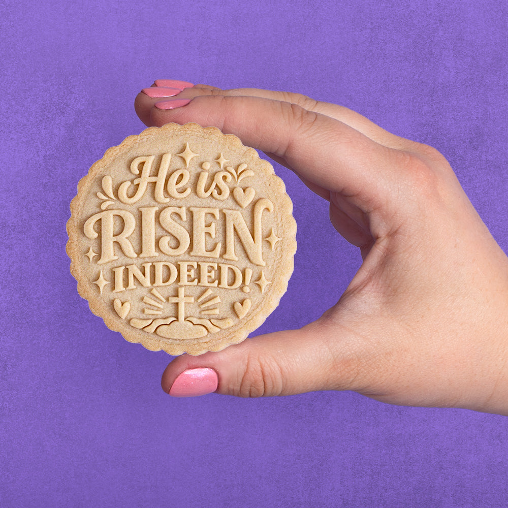 Embossed Easter Cookie Stamp - He is Risen INDEED!