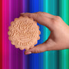 Embossed Birthday Cookie Stamp - "HBD" HAPPY BIRTHDAY